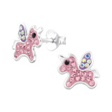 Unicorn - 925 Sterling Silver Kids Ear Studs with Crystal SD47903