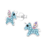 Unicorn - 925 Sterling Silver Kids Ear Studs with Crystal SD47904