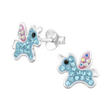 Unicorn - 925 Sterling Silver Kids Ear Studs with Crystal SD47904