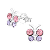 Butterfly - 925 Sterling Silver Kids Ear Studs with Crystal SD48139