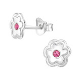 7mm Flower - 925 Sterling Silver Kids Ear Studs with Crystal SD49912