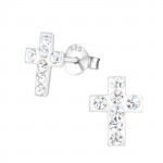 Cross - 925 Sterling Silver Kids Ear Studs with Crystal SD5000 Cross - 925 Sterling Silver Kids Ear Studs with Crystal SD5000