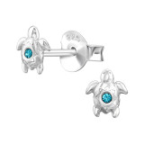 5mm Turtle - 925 Sterling Silver Kids Ear Studs with Crystal SD50021