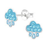 Raincloud - 925 Sterling Silver Kids Ear Studs with Crystal SD50030
