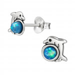 7mm Dolphin - 925 Sterling Silver Kids Ear Studs with Crystal SD50076 7mm Dolphin - 925 Sterling Silver Kids Ear Studs with Crystal SD50076