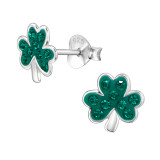 Clover - 925 Sterling Silver Kids Ear Studs with Crystal SD50078