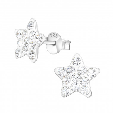 Star - 925 Sterling Silver Kids Ear Studs with Crystal SD5007