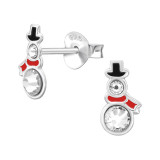 Festive Snowman - 925 Sterling Silver Kids Ear Studs with Crystal SD50279