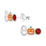 Boo Halloween - 925 Sterling Silver Kids Ear Studs with Crystal SD50280