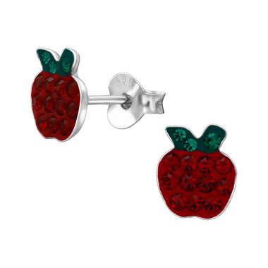 7.5Mm Apple - 925 Sterling Silver Kids Ear Studs with Crystal SD50692