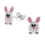 Rabbit Purple - 925 Sterling Silver Kids Ear Studs with Crystal SD50714