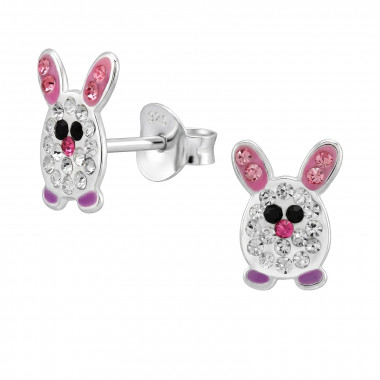 Rabbit Purple - 925 Sterling Silver Kids Ear Studs with Crystal SD50714