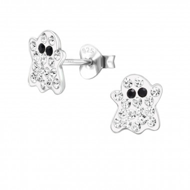 Ghost - 925 Sterling Silver Kids Ear Studs with Crystal SD51143