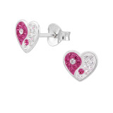 Yin-Yang Heart - 925 Sterling Silver Kids Ear Studs with Crystal SD51144