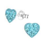 Heart - 925 Sterling Silver Kids Ear Studs with Crystal SD5114