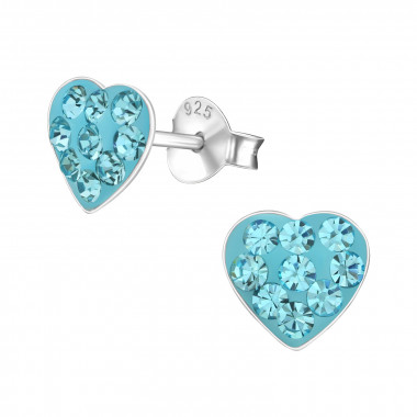 Heart - 925 Sterling Silver Kids Ear Studs with Crystal SD5114
