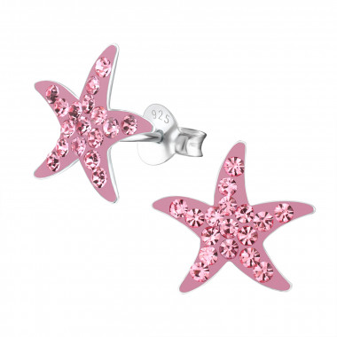 Star - 925 Sterling Silver Kids Ear Studs with Crystal SD5221