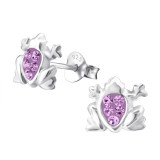 Frog - 925 Sterling Silver Kids Ear Studs with Crystal SD5224
