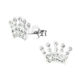 Crown - 925 Sterling Silver Kids Ear Studs with Crystal SD5330