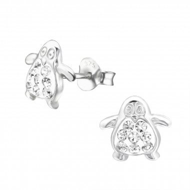 Penguin - 925 Sterling Silver Kids Ear Studs with Crystal SD5420