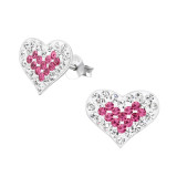 Heart - 925 Sterling Silver Kids Ear Studs with Crystal SD7006