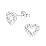 Heart - 925 Sterling Silver Kids Ear Studs with Crystal SD7855