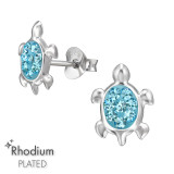 Turtle - 925 Sterling Silver Kids Ear Studs with Crystal SD9259