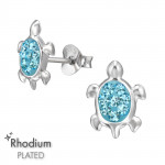 Turtle - 925 Sterling Silver Kids Ear Studs with Crystal SD9259