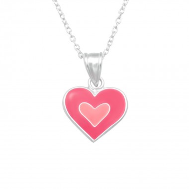 Double Heart - 925 Sterling Silver Kids Necklaces SD20340