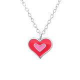 Double Heart - 925 Sterling Silver Kids Necklaces SD24348