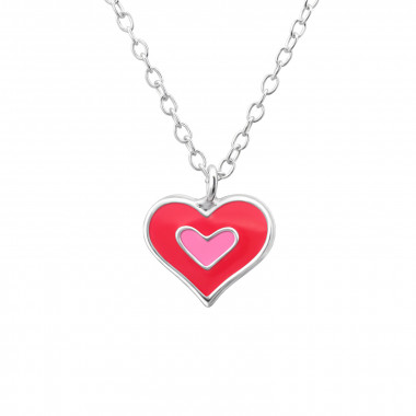 Double Heart - 925 Sterling Silver Kids Necklaces SD24348