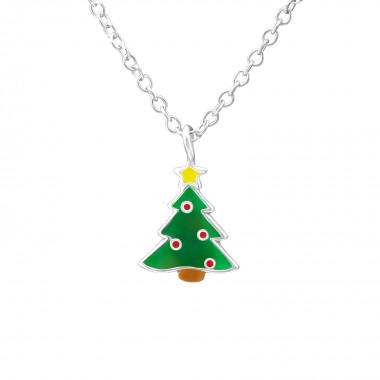 Christmas Tree - 925 Sterling Silver Kids Necklaces SD35186
