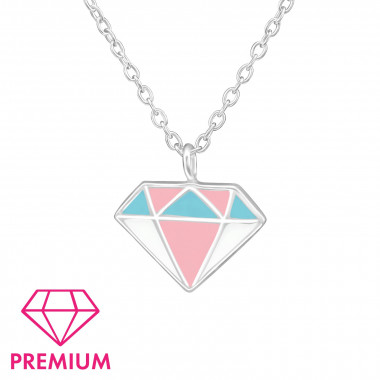 Diamond Shaped - 925 Sterling Silver Kids Necklaces SD36707