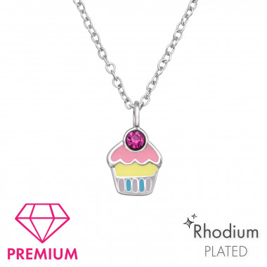 Cupcake - 925 Sterling Silver Kids Necklaces SD40654