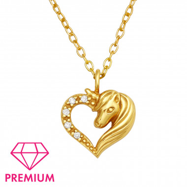 Unicorn In Heart - 925 Sterling Silver Kids Necklaces SD45081