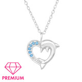 Dolphin And Heart - 925 Sterling Silver Kids Necklaces SD45821