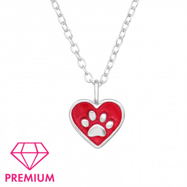 Heart Paw - 925 Sterling Silver Kids Necklaces SD46425