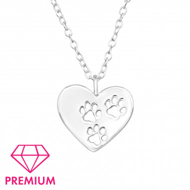 Heart Paw Print - 925 Sterling Silver Kids Necklaces SD46638