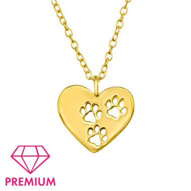 Heart Paw Print - 925 Sterling Silver Kids Necklaces SD46639