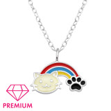 Rainbow Cat - 925 Sterling Silver Kids Necklaces SD47258