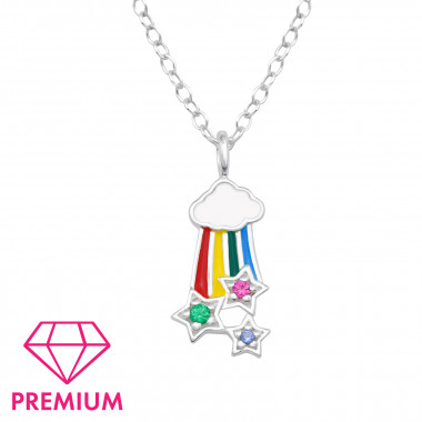 Rainbow With Stars - 925 Sterling Silver Kids Necklaces SD47261