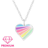 Patterned Heart - 925 Sterling Silver Kids Necklaces SD47262