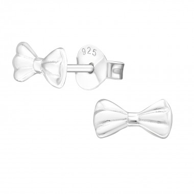 Tie bow - 925 Sterling Silver Kids Plain Ear Studs SD17010