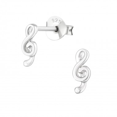 Treble Clef - 925 Sterling Silver Kids Plain Ear Studs SD18395