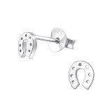 Horse shoe - 925 Sterling Silver Kids Plain Ear Studs SD18676