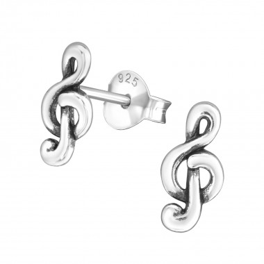 Treble Clef - 925 Sterling Silver Kids Plain Ear Studs SD20276