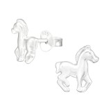 Horse - 925 Sterling Silver Kids Plain Ear Studs SD20559