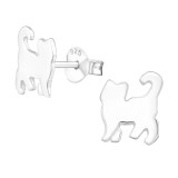 Cat - 925 Sterling Silver Kids Plain Ear Studs SD20818