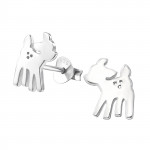 Deer - 925 Sterling Silver Kids Plain Ear Studs SD20821