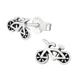 Bike - 925 Sterling Silver Kids Plain Ear Studs SD20829